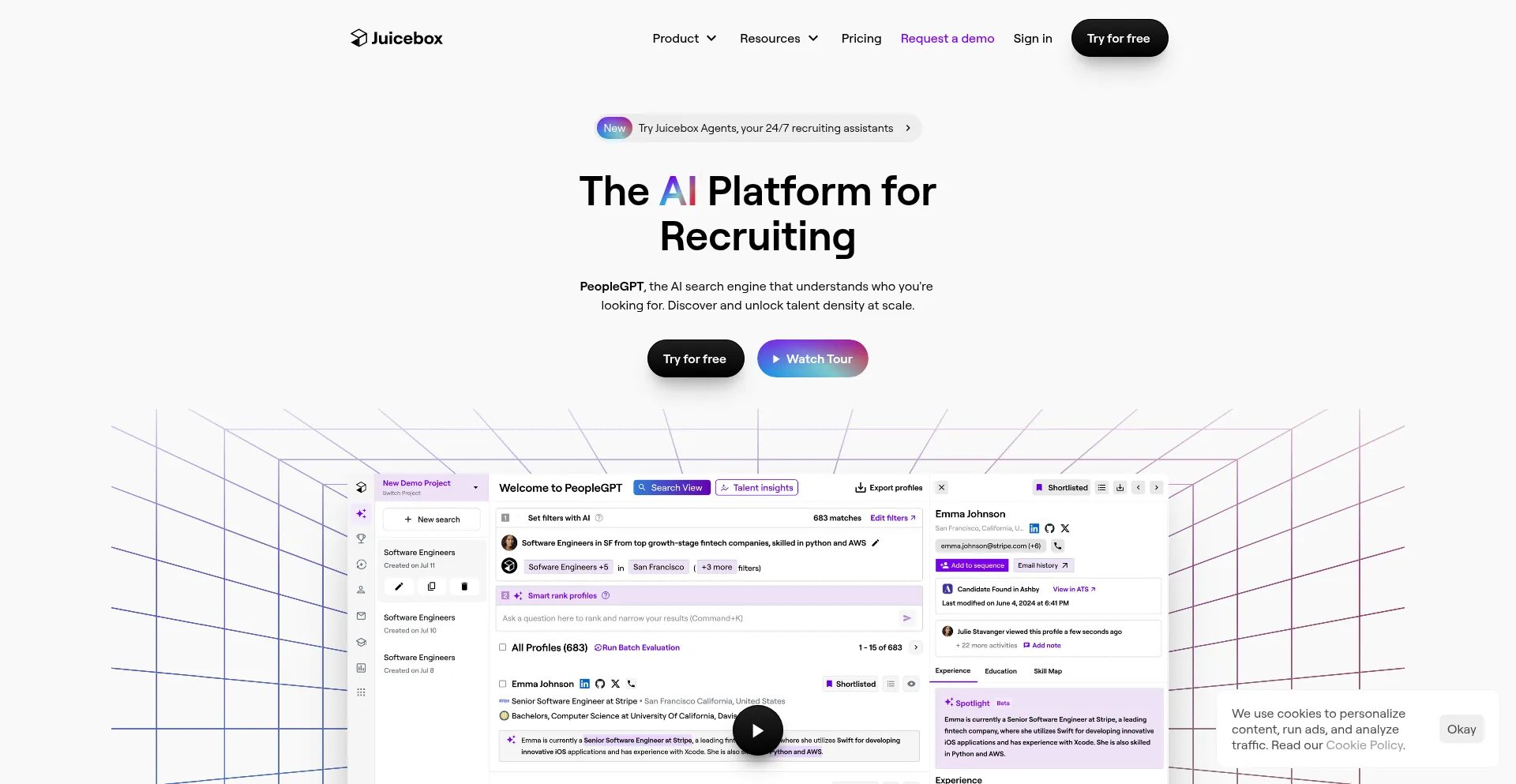 Website screenshot of Juicebox.ai