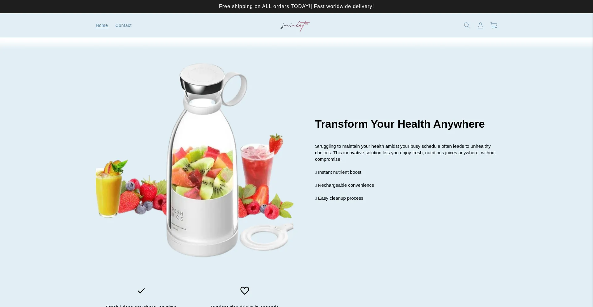 Website screenshot of Juiclet.com