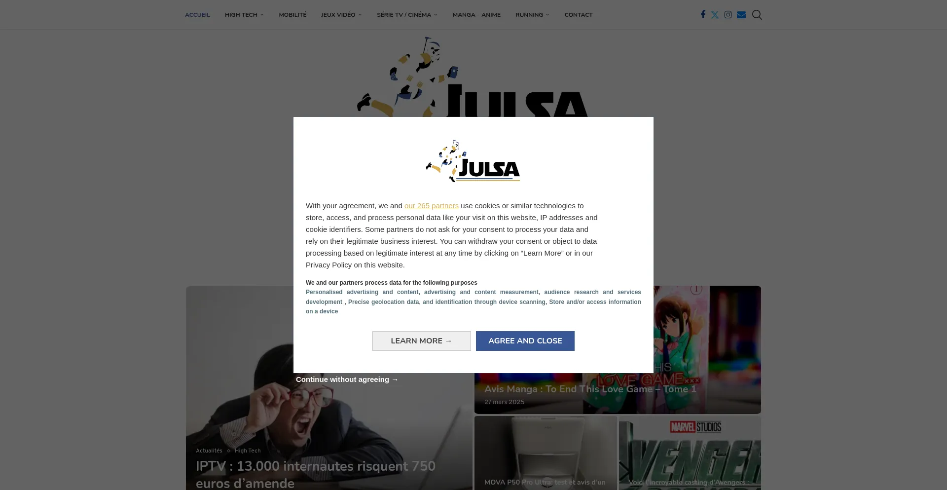 Website screenshot of Julsa.fr