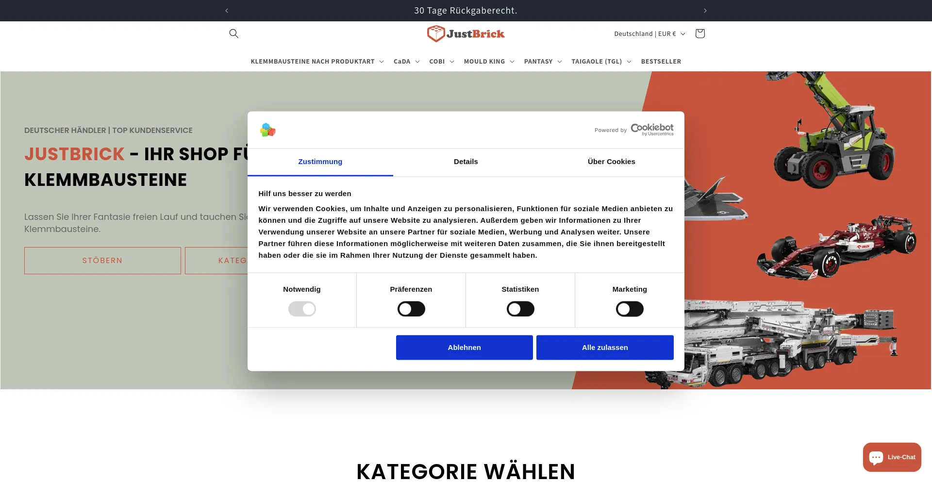 Website screenshot of Justbrick.de
