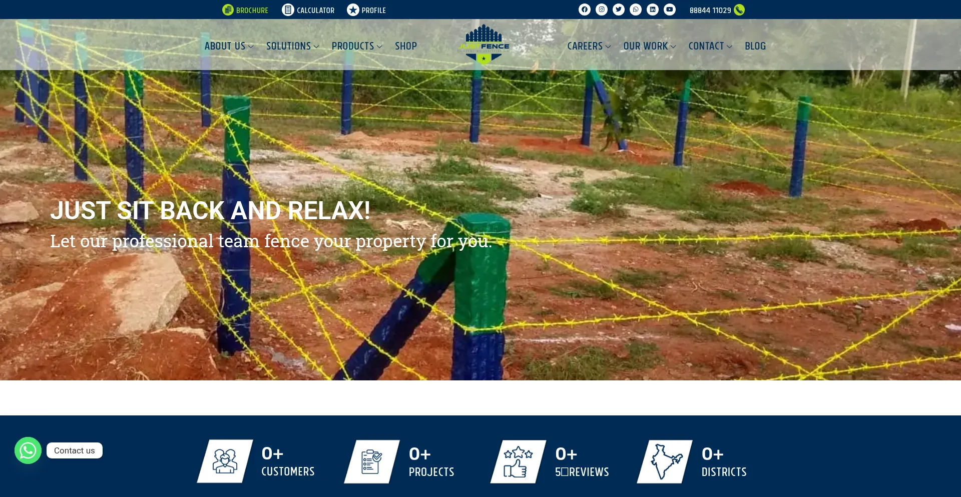 Website screenshot of Justfence.in