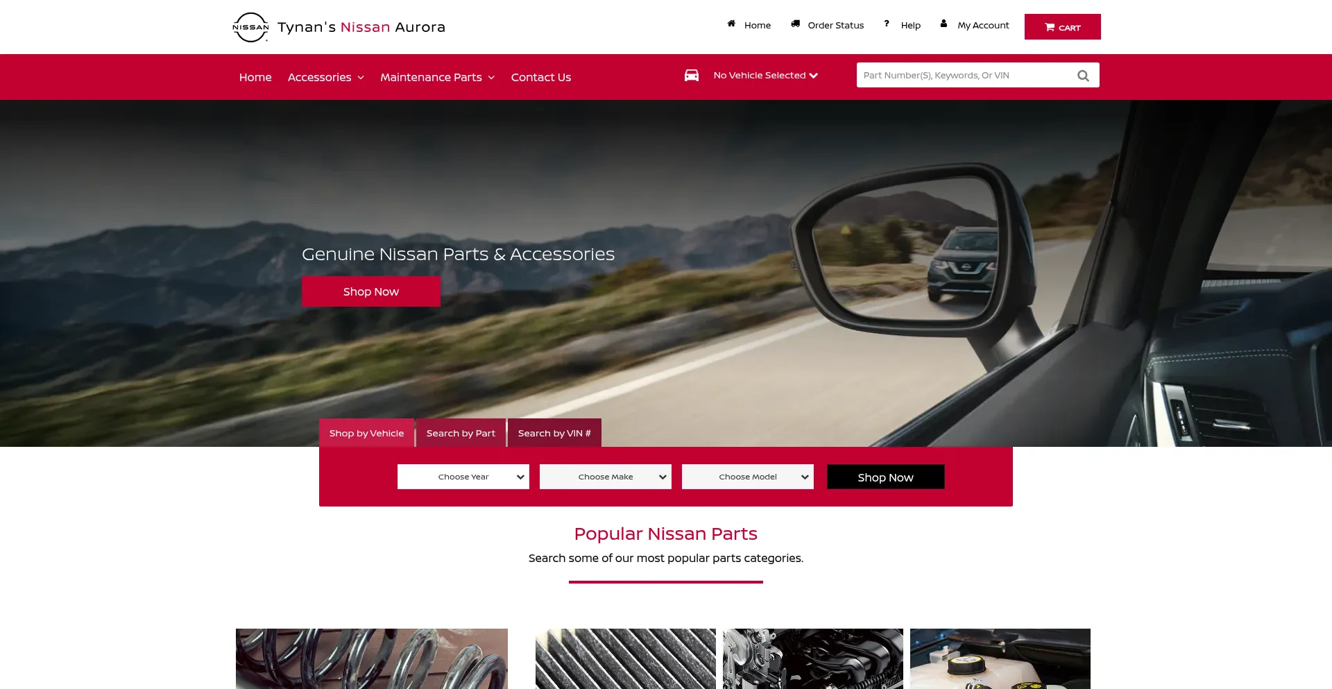 Website screenshot of Justnissanparts.com