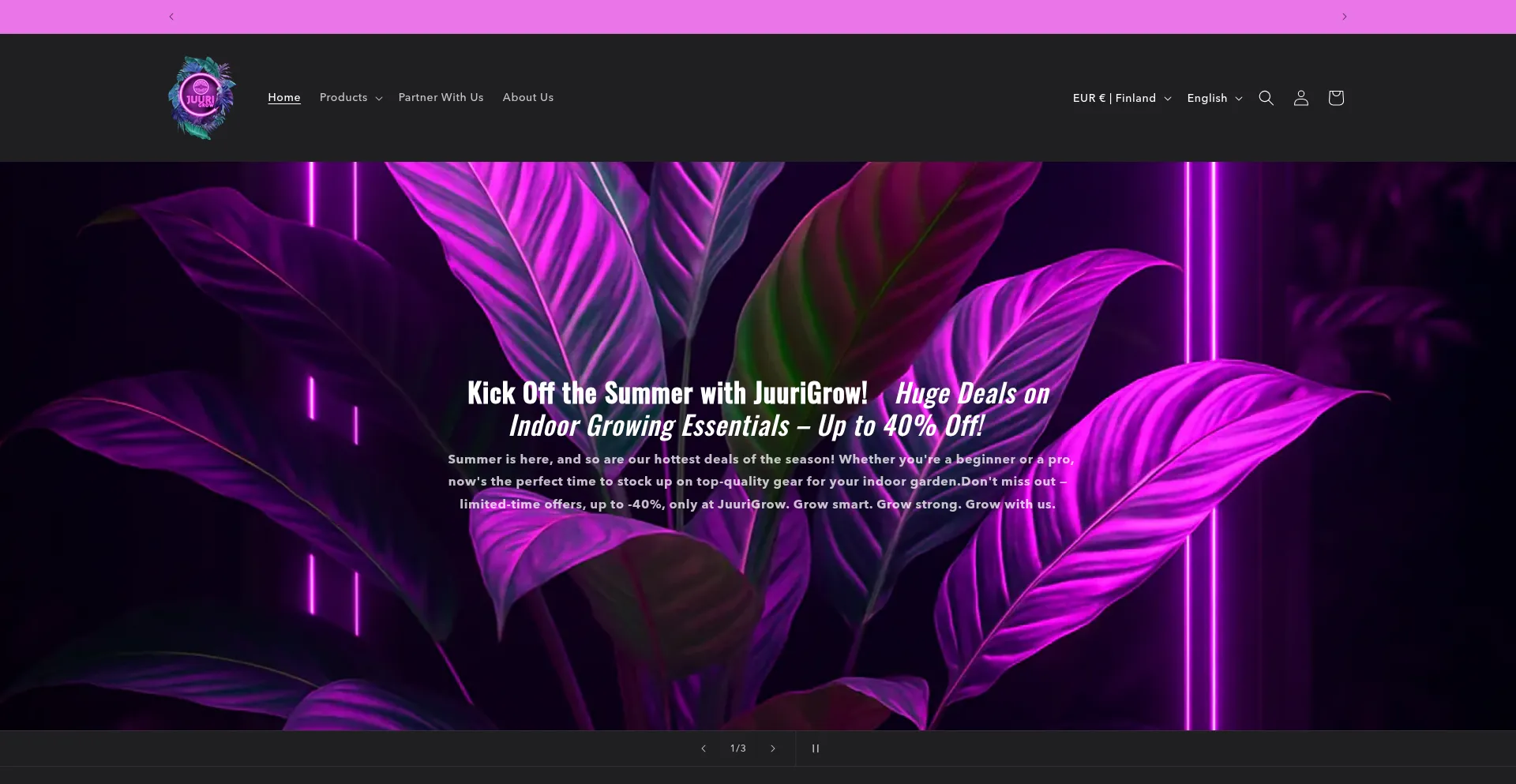 Website screenshot of Juurigrow.eu