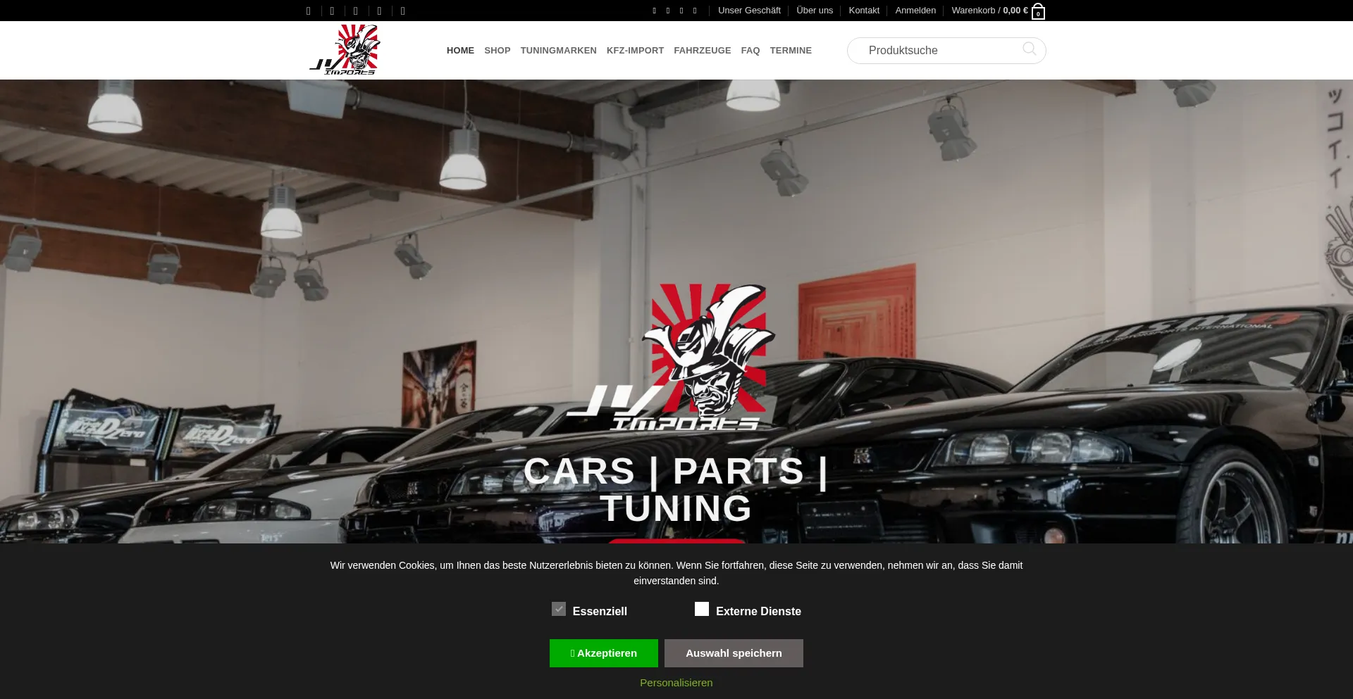 Website screenshot of Jv-imports.at