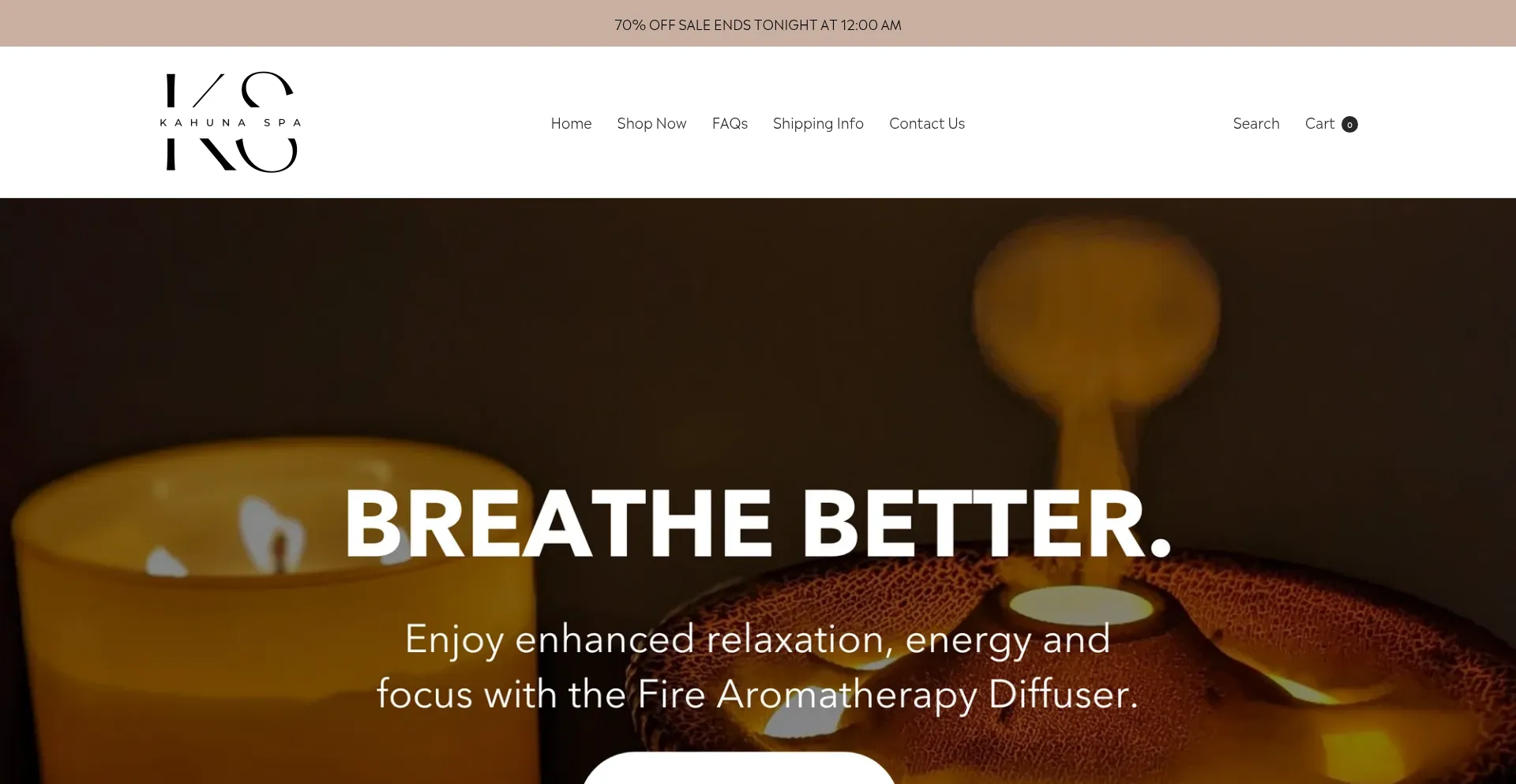 Website screenshot of Kahunaspa.com