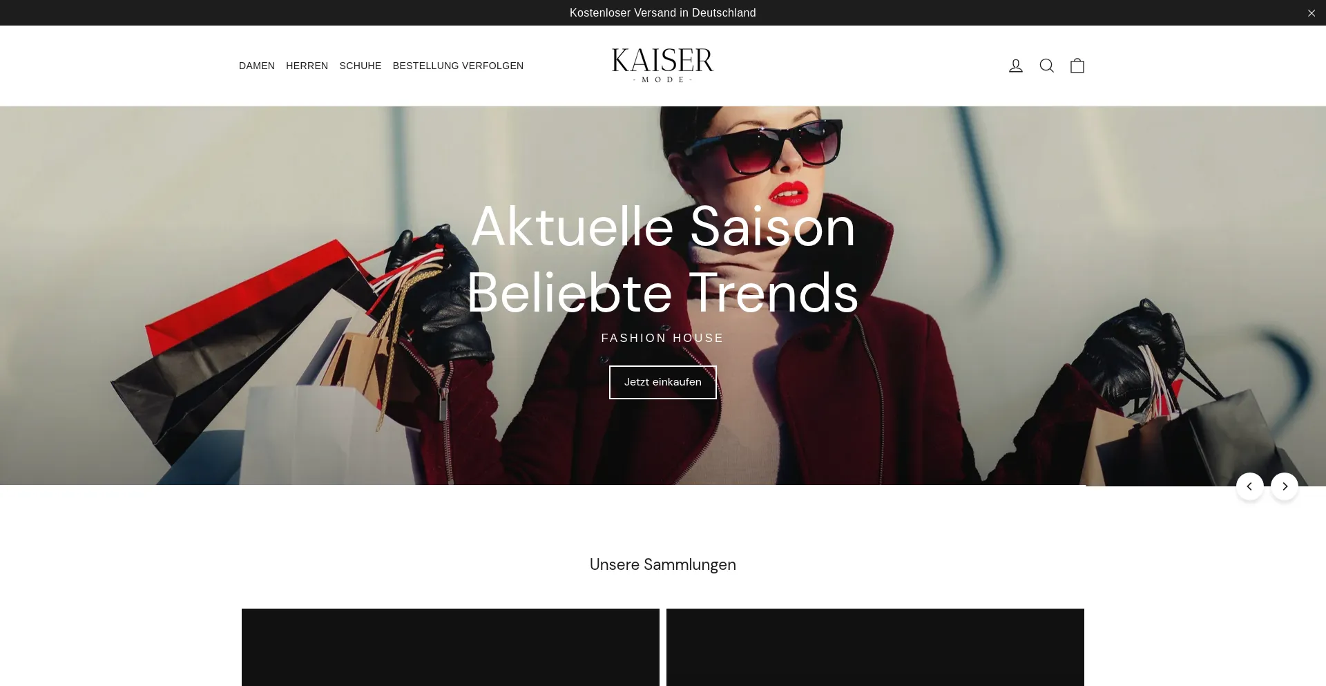 Website screenshot of Kaisermodehaus.de