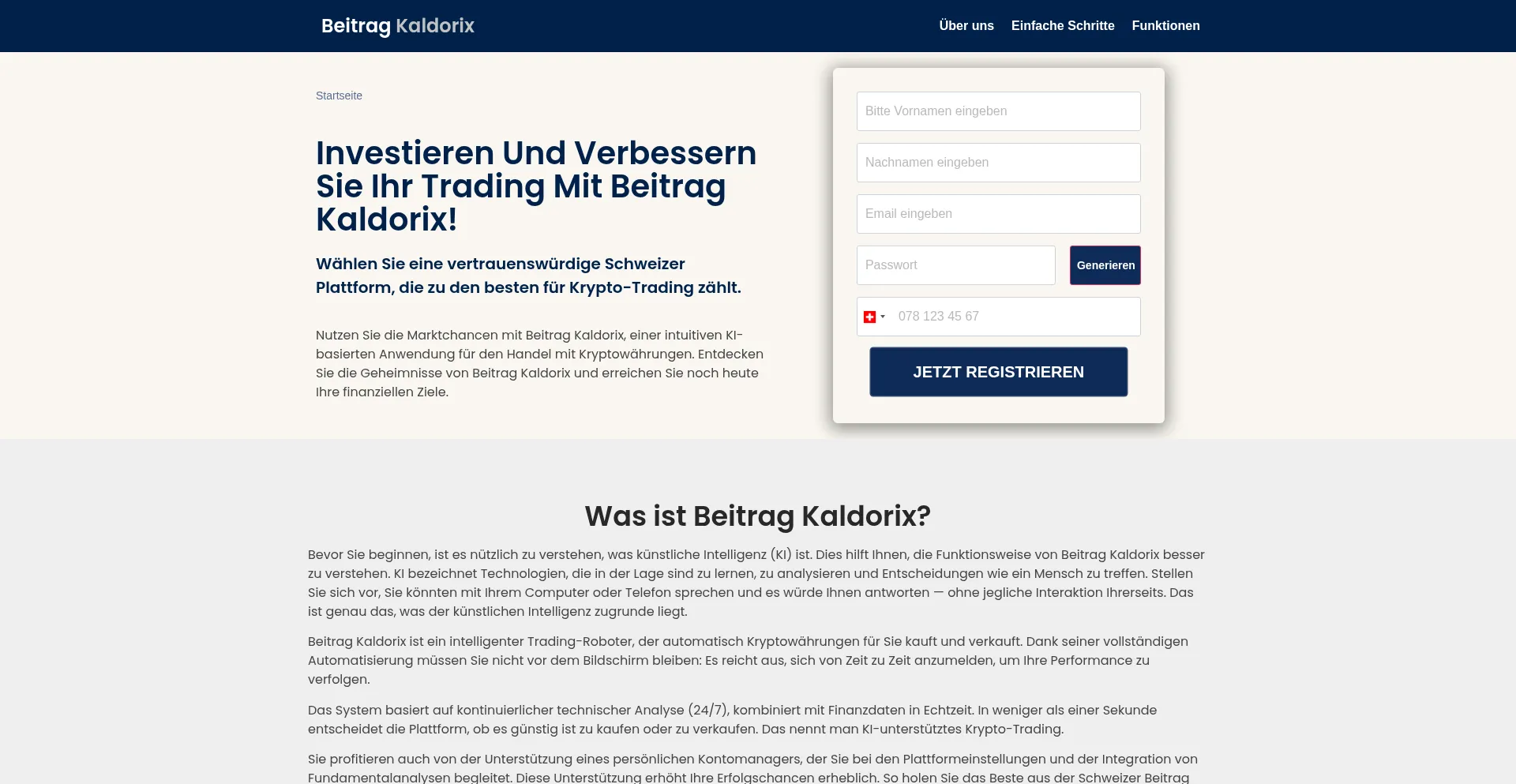 Website screenshot of Kaldorix.com