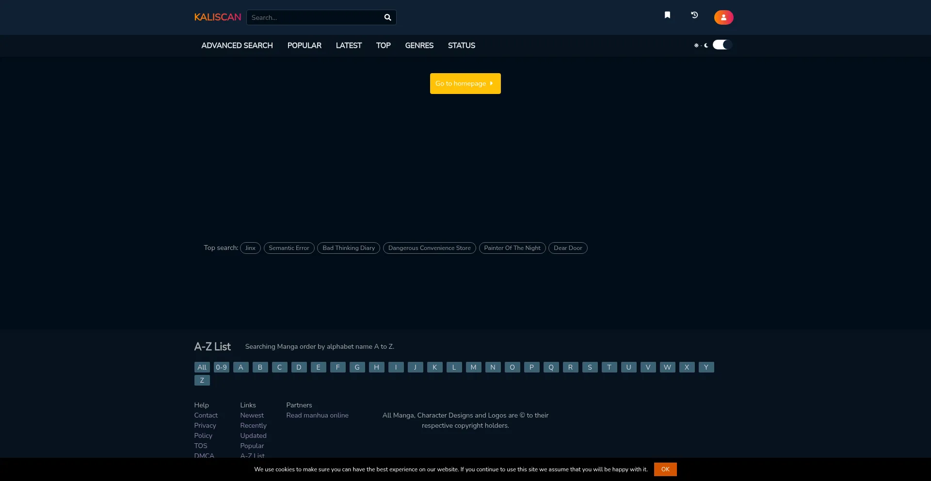 Website screenshot of Kaliscan.me