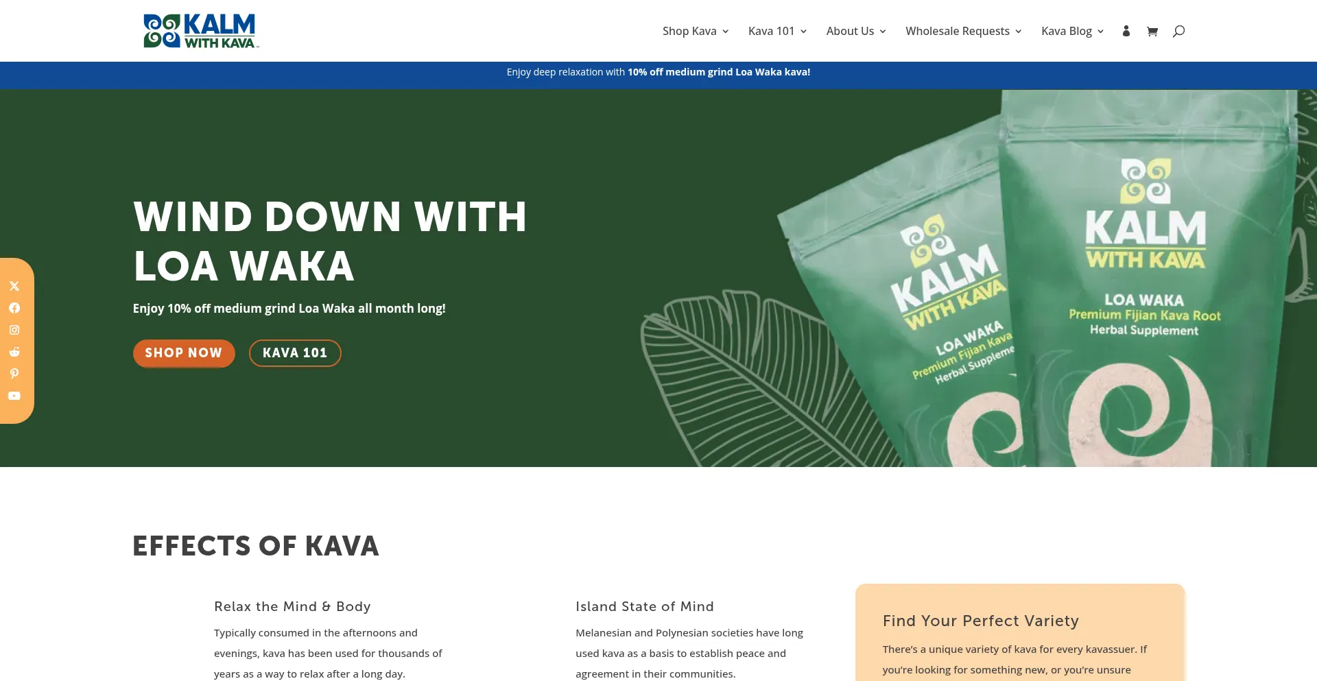 Website screenshot of Kalmwithkava.com