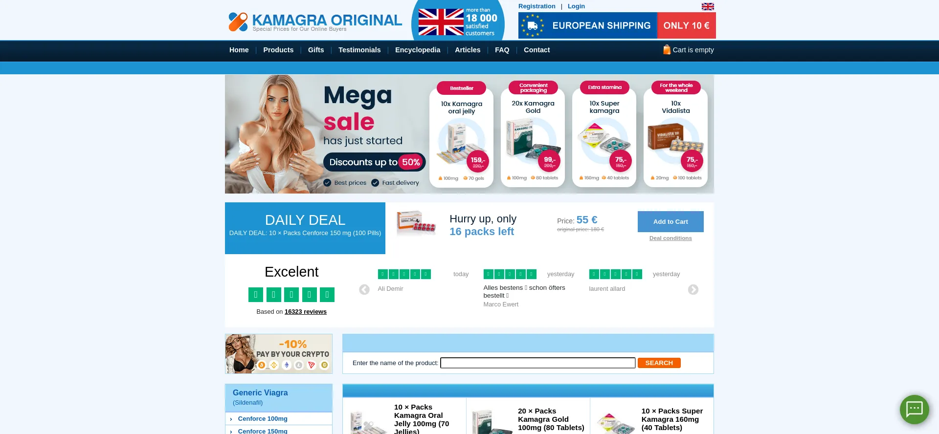 Website screenshot of Kamagraoriginal.to