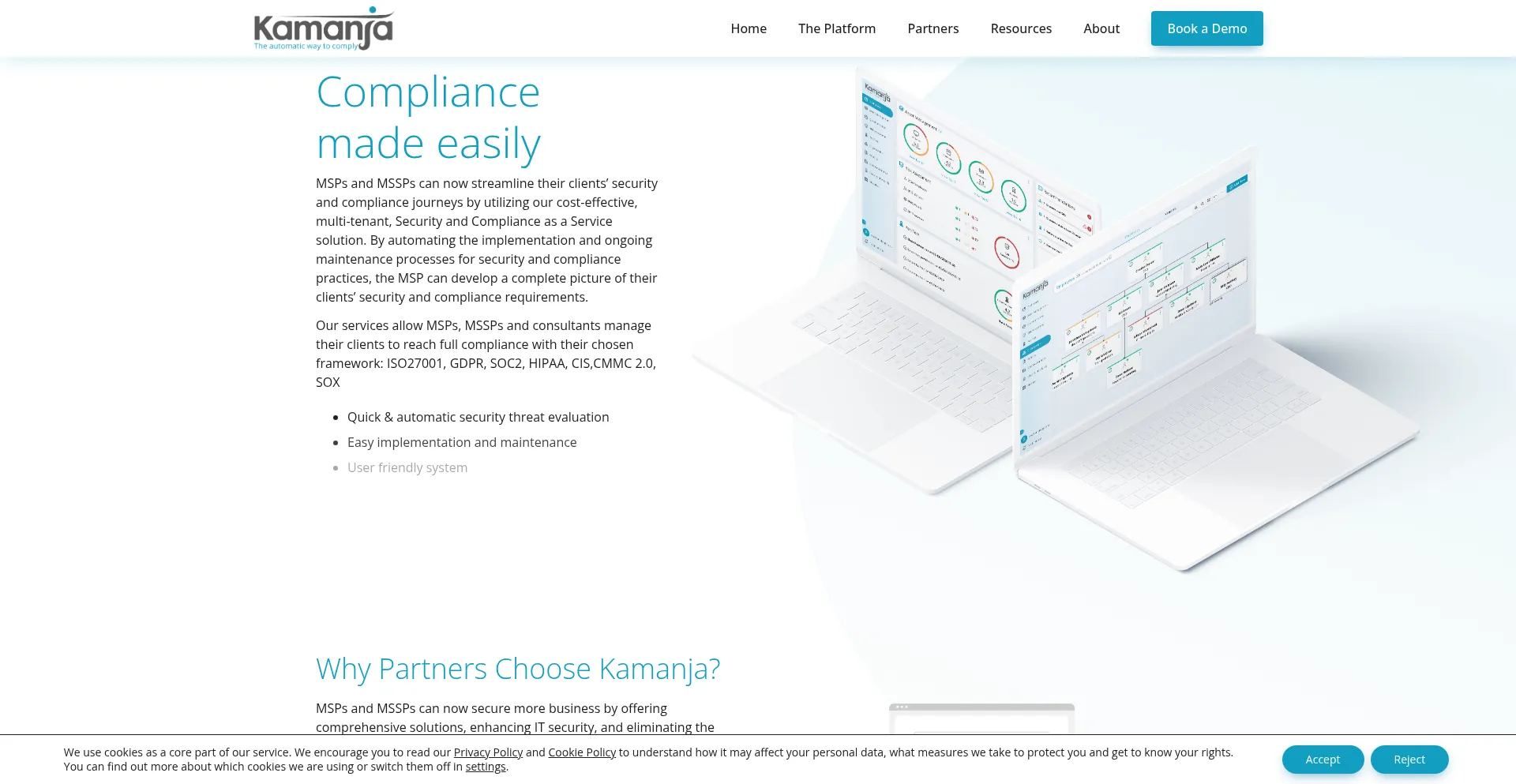 Website screenshot of Kamanja.io