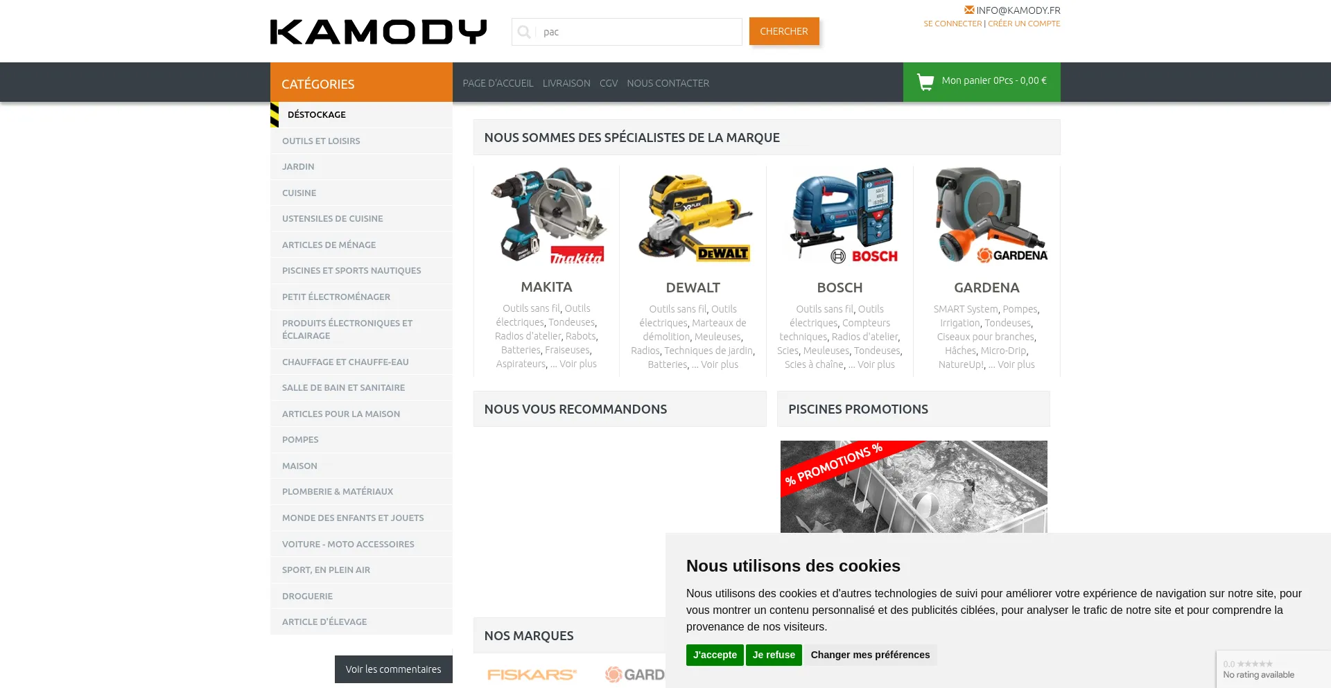 Website screenshot of Kamody.fr