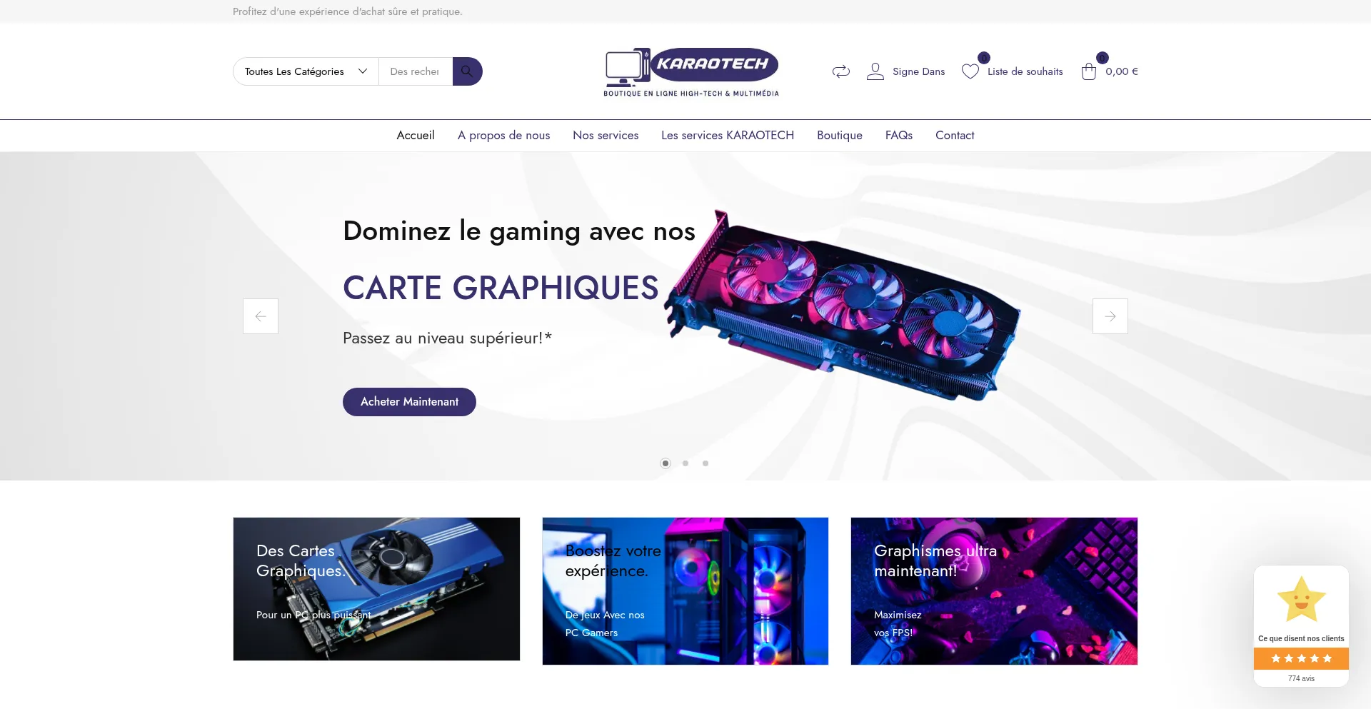 Website screenshot of Karaotech.fr