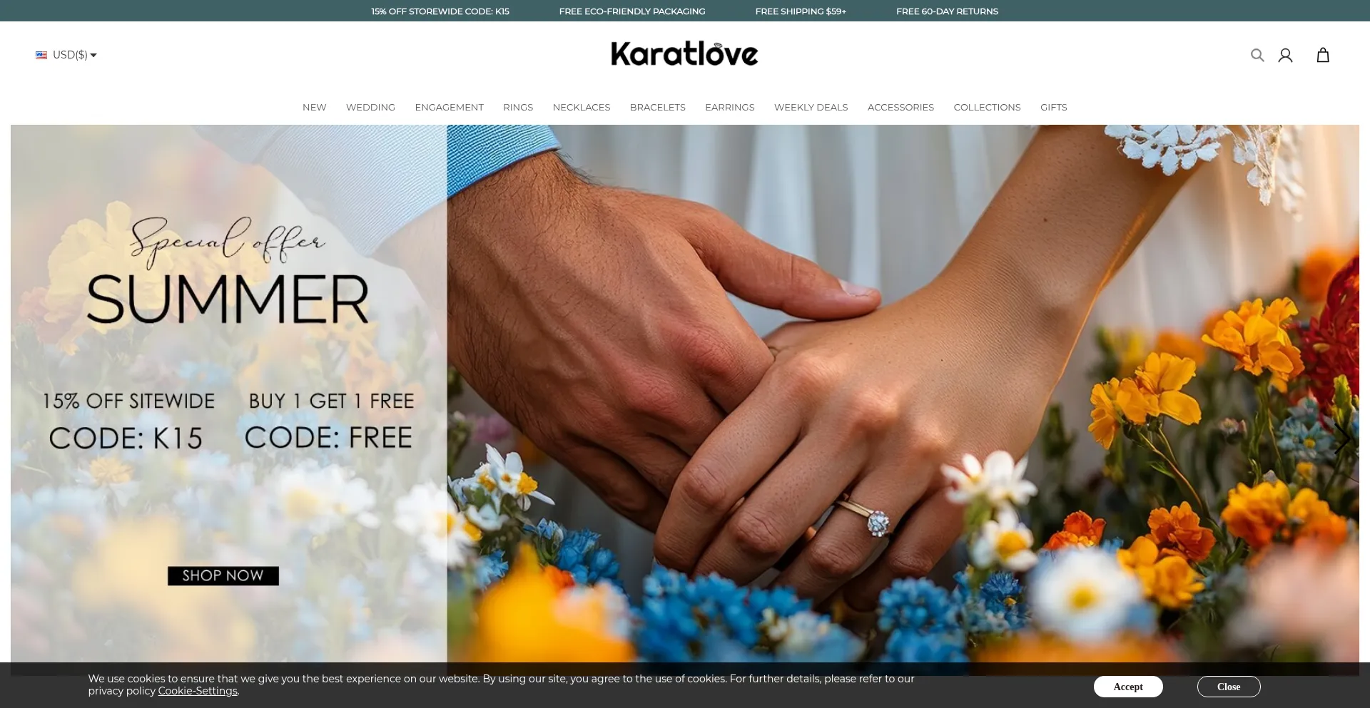 Website screenshot of Karatlove.com