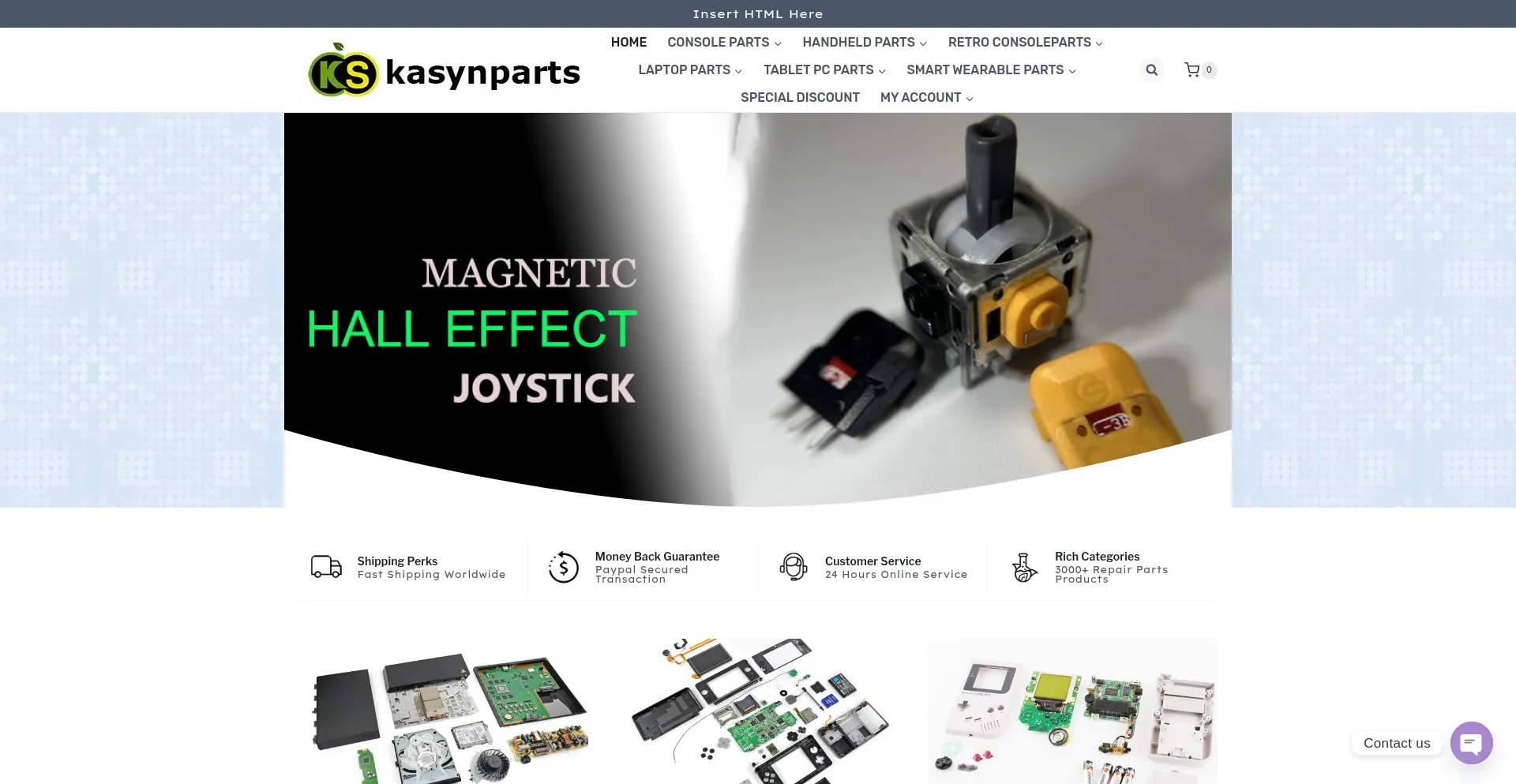 Website screenshot of Kasynparts.com