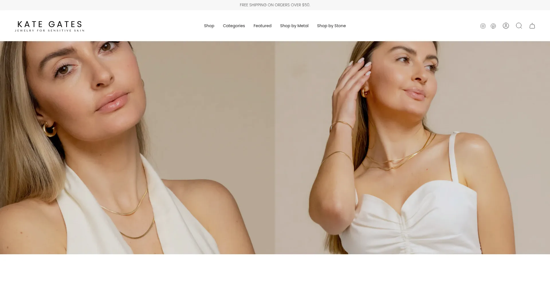 Website screenshot of Kategatesjewelry.com
