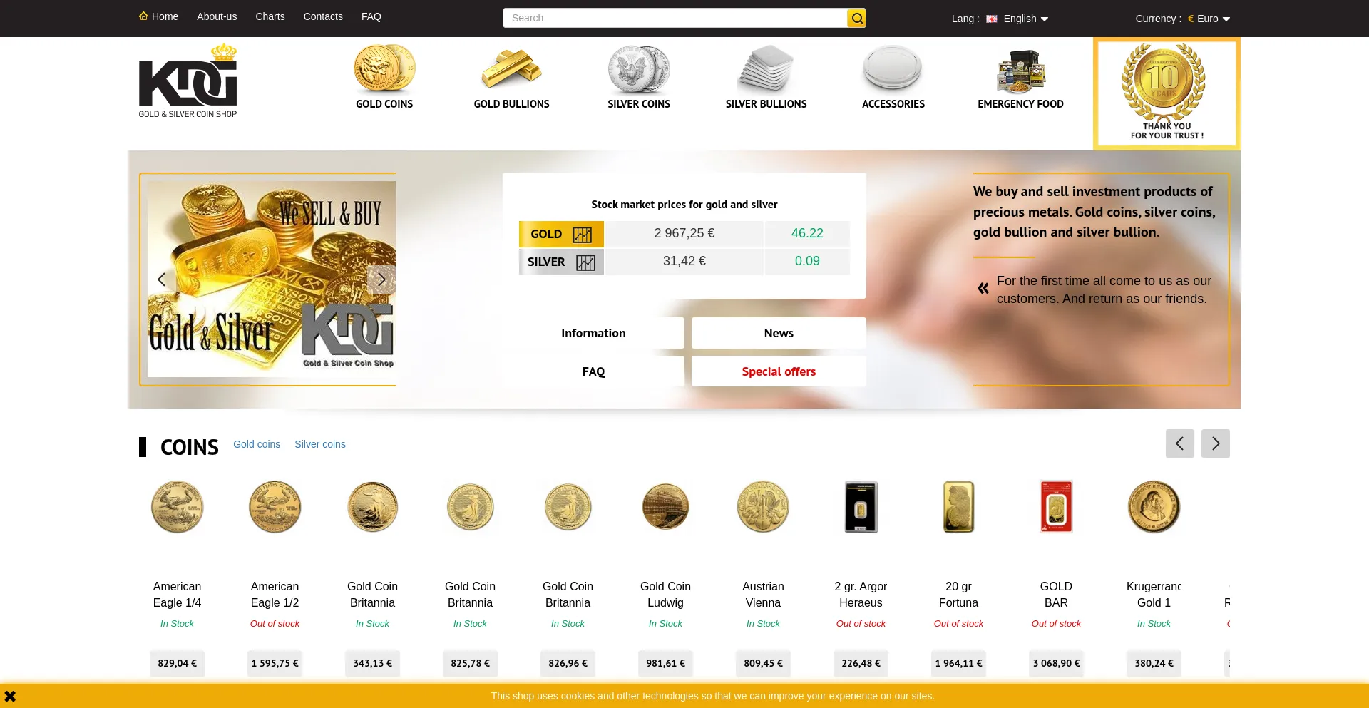 Website screenshot of Kdggold.com