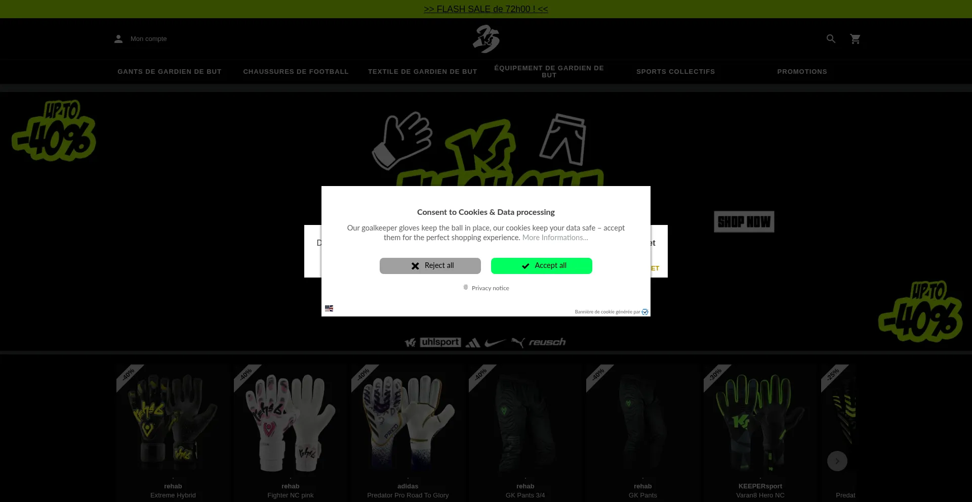 Website screenshot of Keepersport.fr