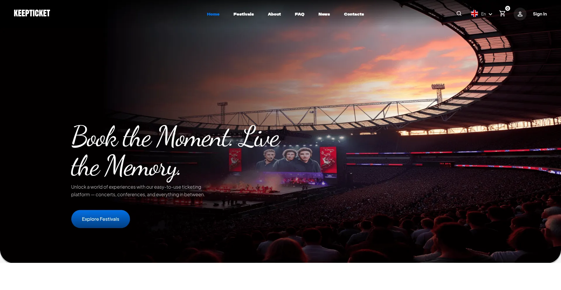 Website screenshot of Keepticket.com