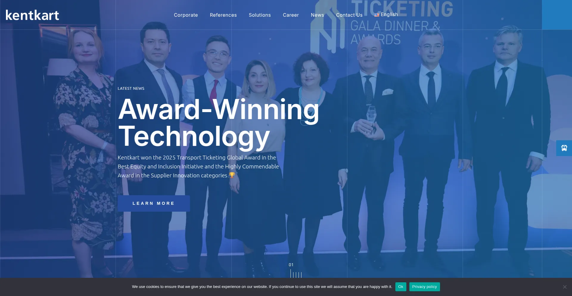 Website screenshot of Kentkart.com