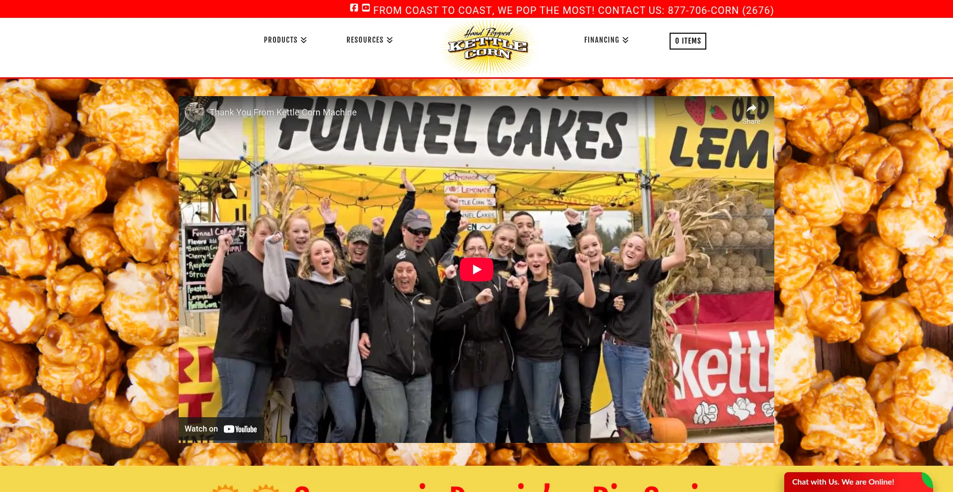 Website screenshot of Kettlecornmachine.com