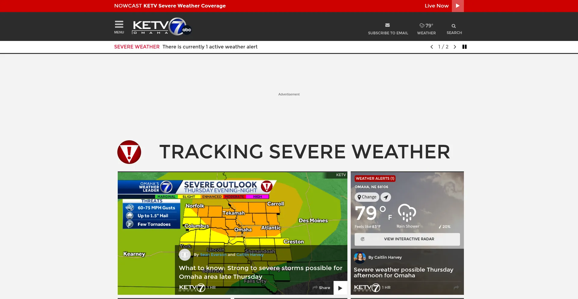 Website screenshot of Ketv.com