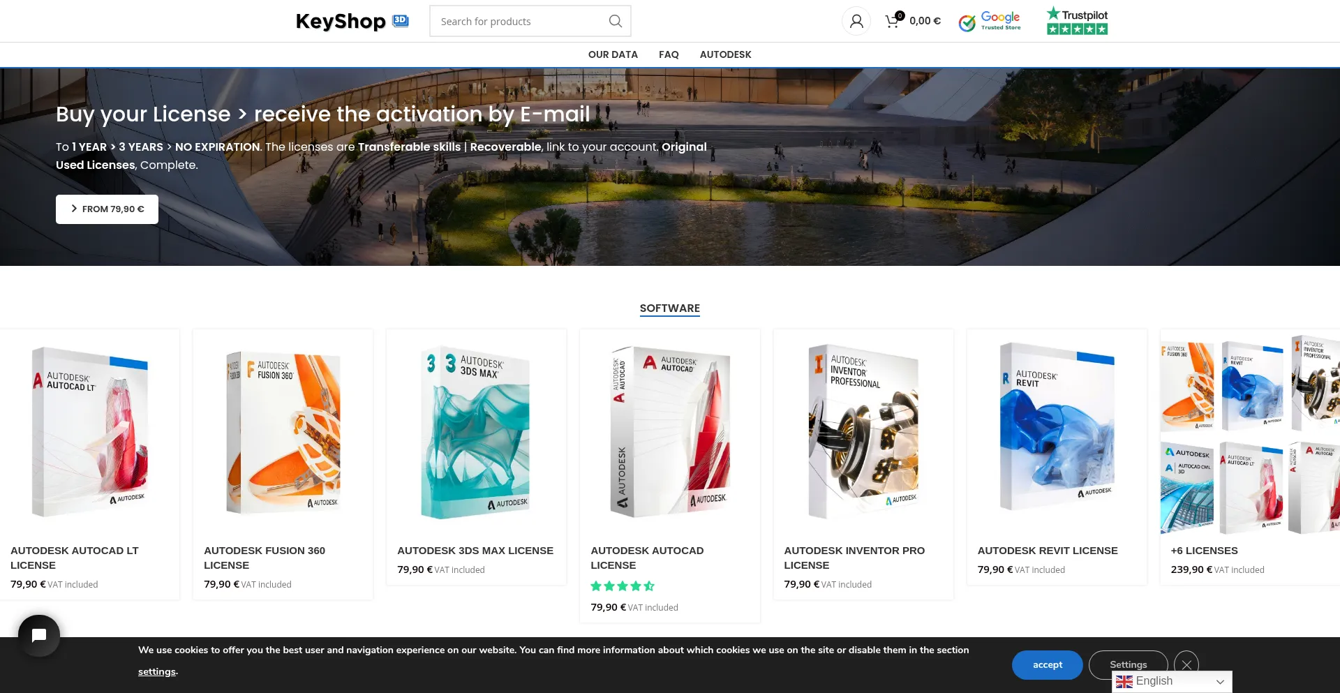 Website screenshot of Keyshop2d.com