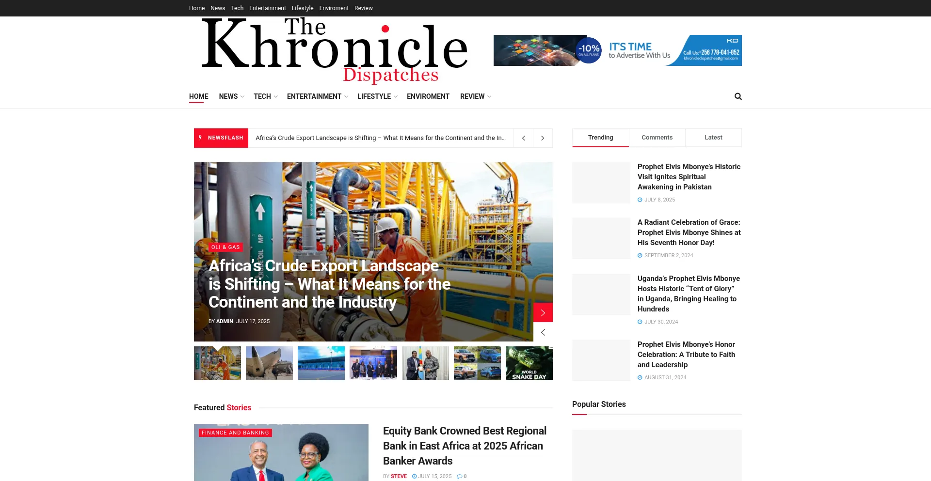 Website screenshot of Khronicledispatches.com