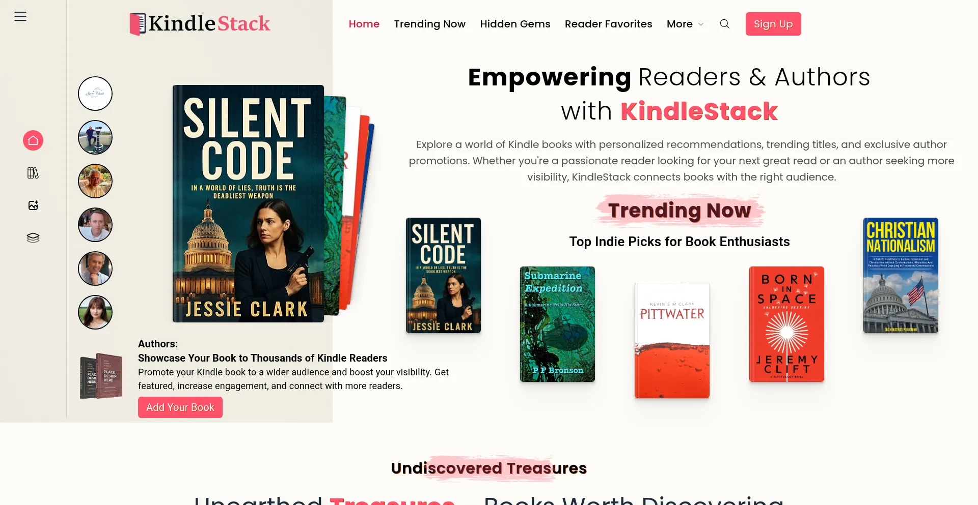 Website screenshot of Kindlestack.com