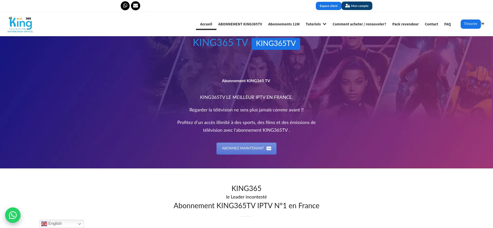 Website screenshot of King365tv.me