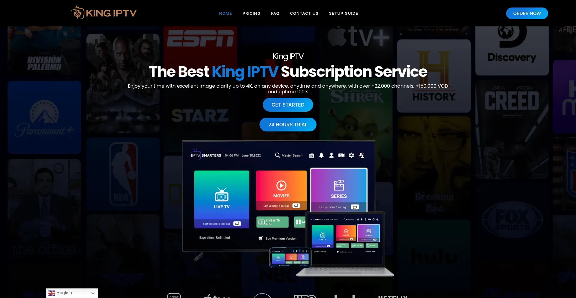 Website screenshot of Kingiptv.app