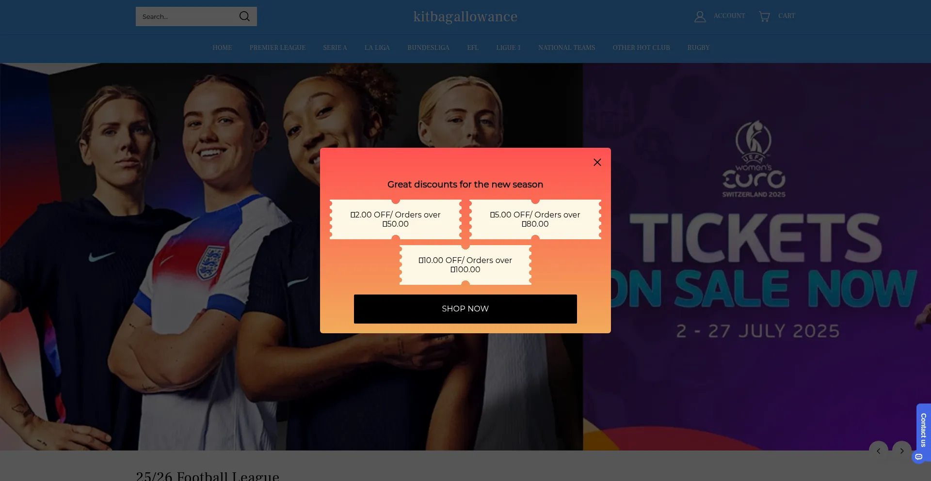 Website screenshot of Kitbagallowance.com