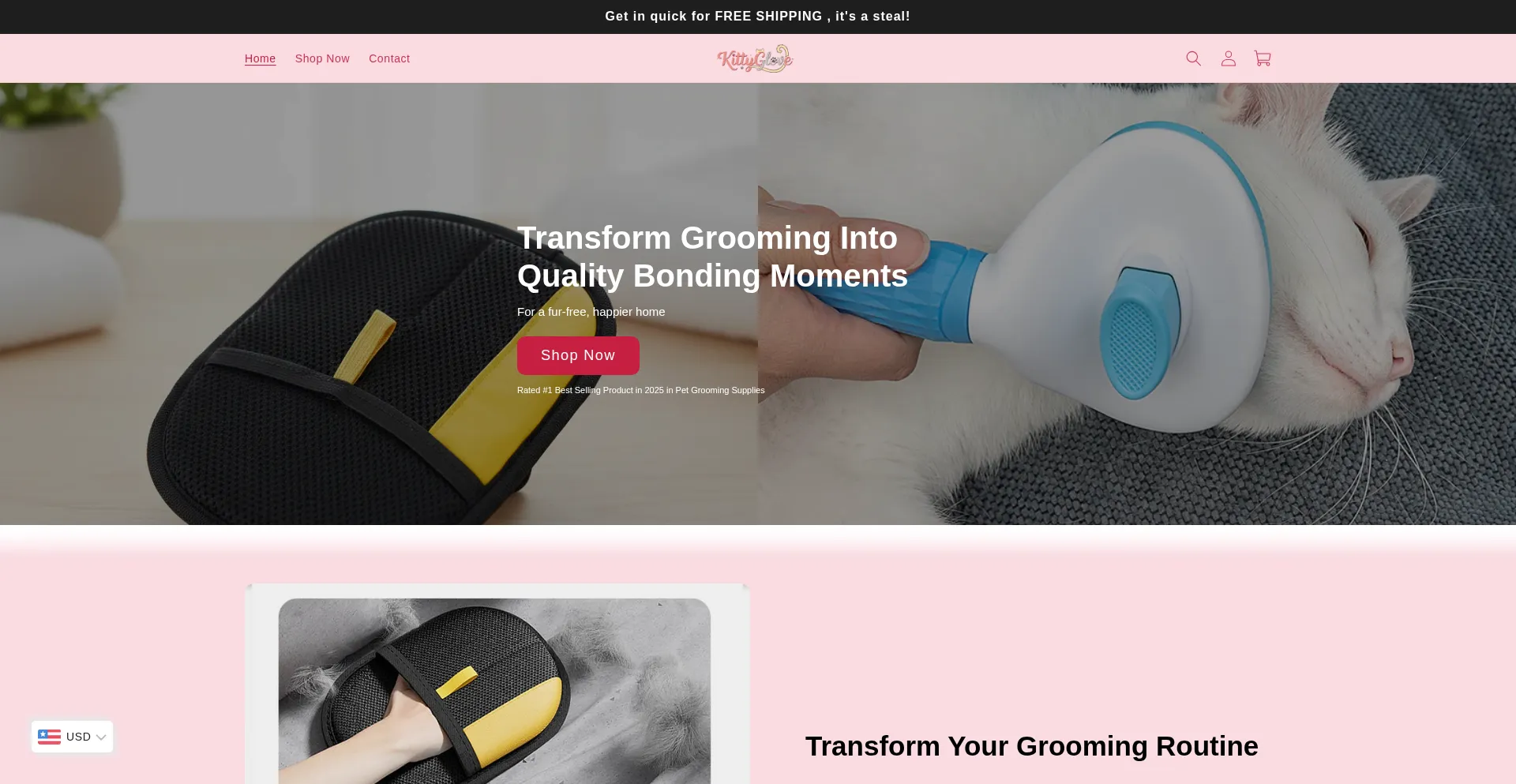Website screenshot of Kittyglove.com