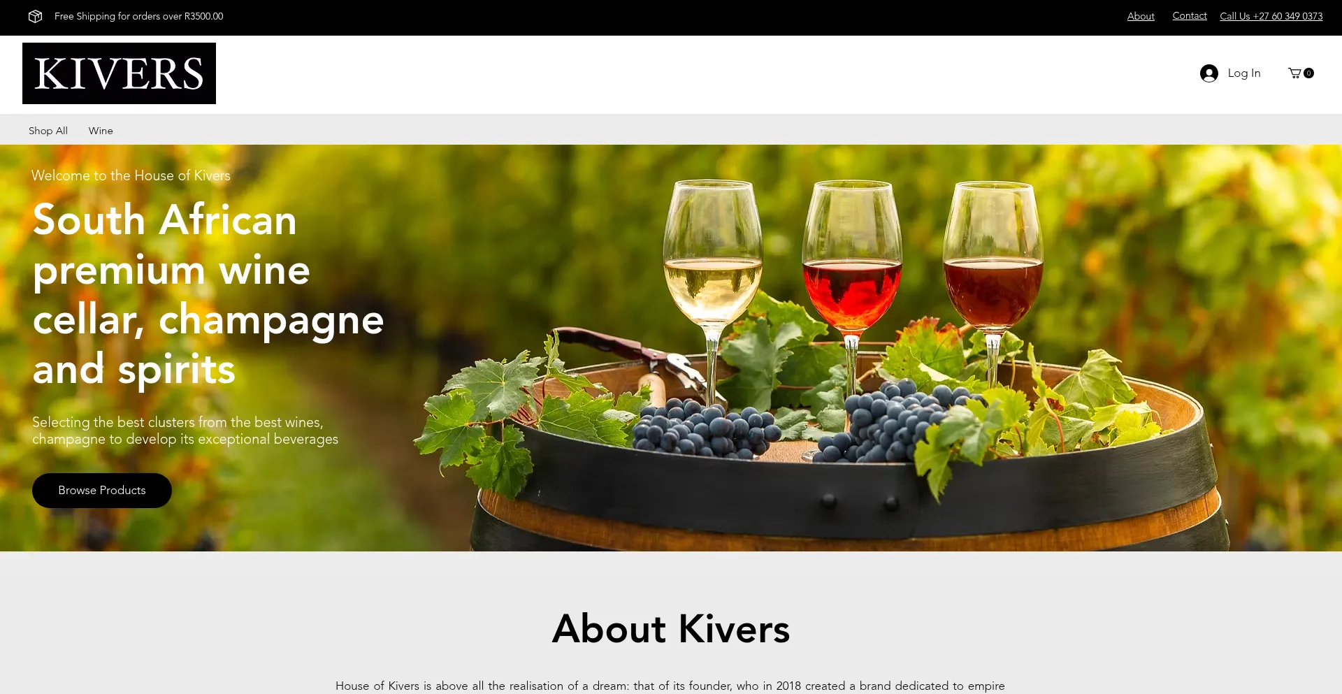 Website screenshot of Kivers.co.za