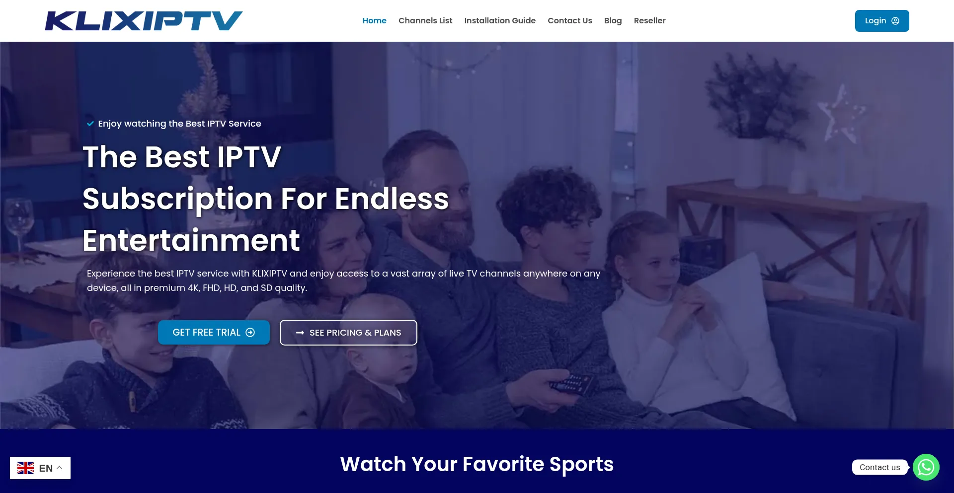Website screenshot of Klixiptv.com