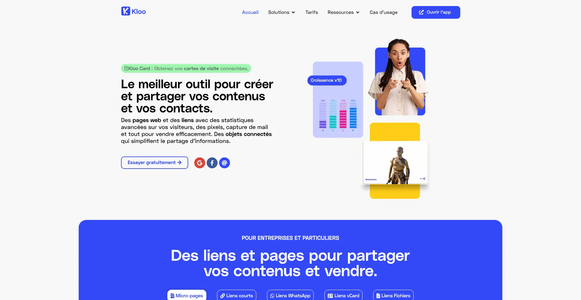Website screenshot of Kloo.me