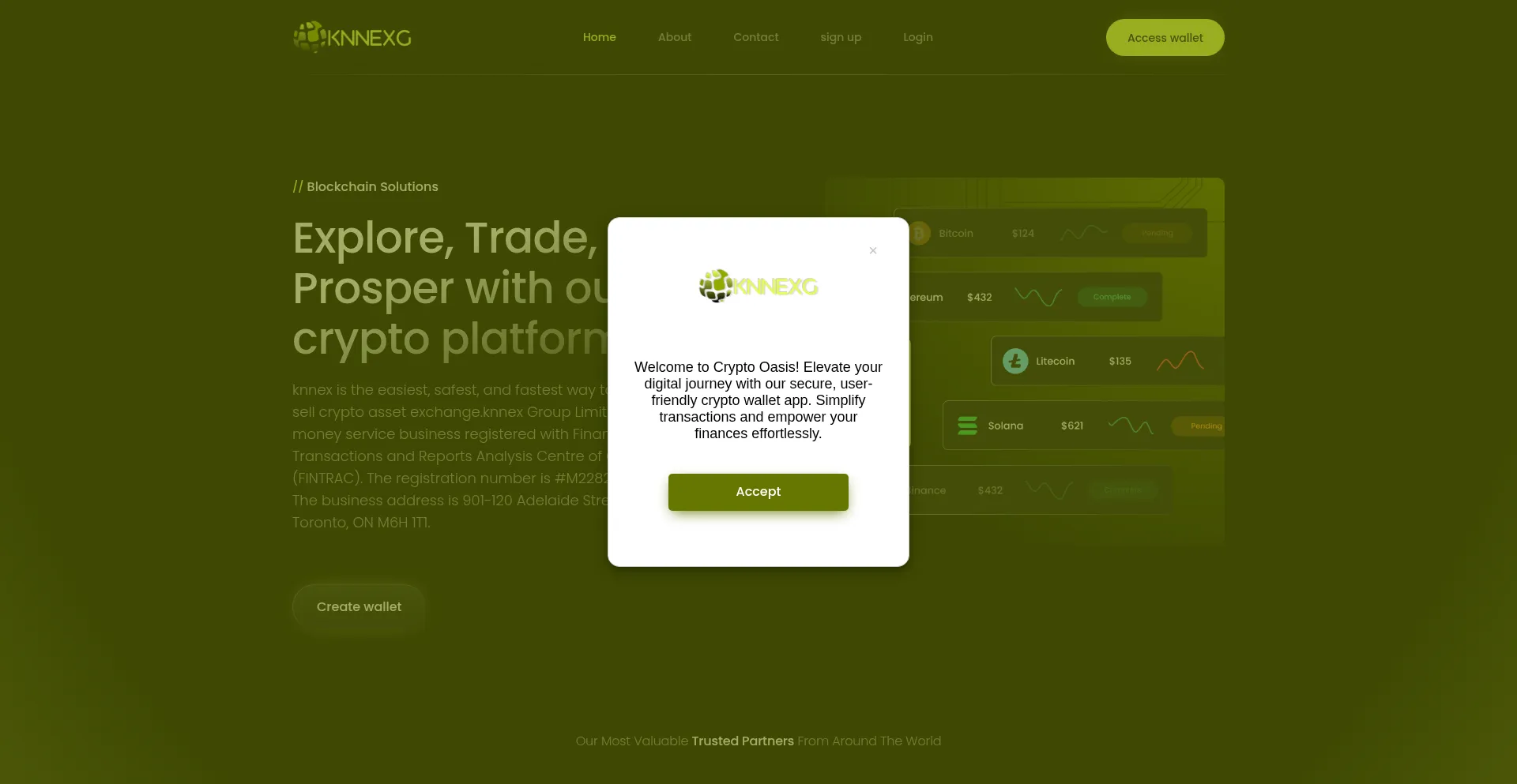 Website screenshot of Knnex.io