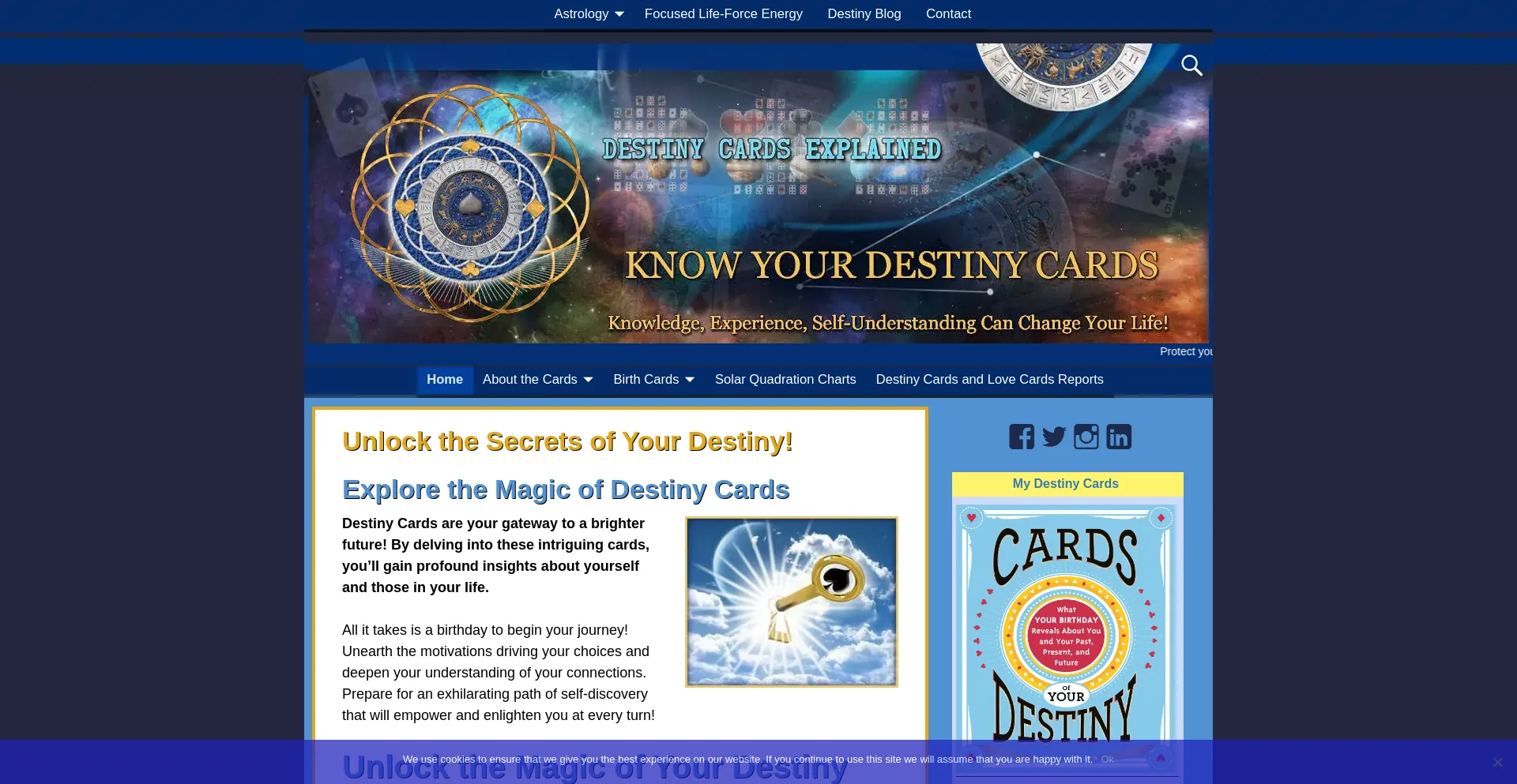 Website screenshot of Knowyourdestinycards.com