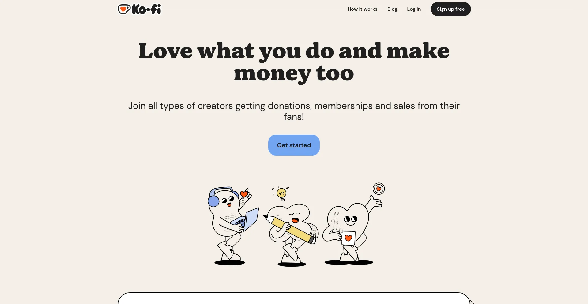 Website screenshot of Ko-fi.com