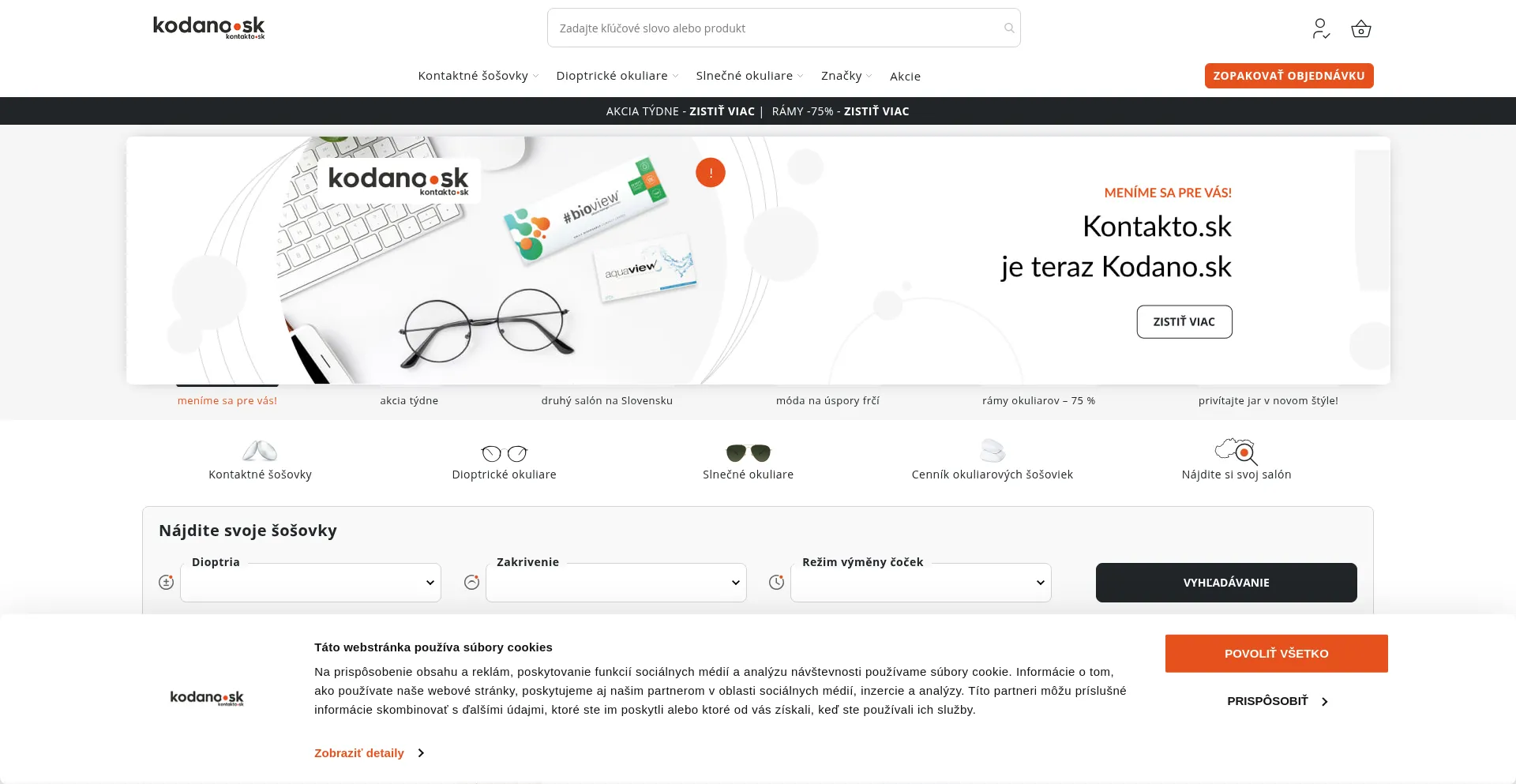 Website screenshot of Kodano.sk
