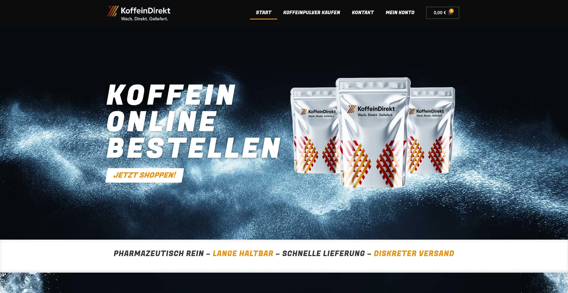 Website screenshot of Koffeindirekt.de