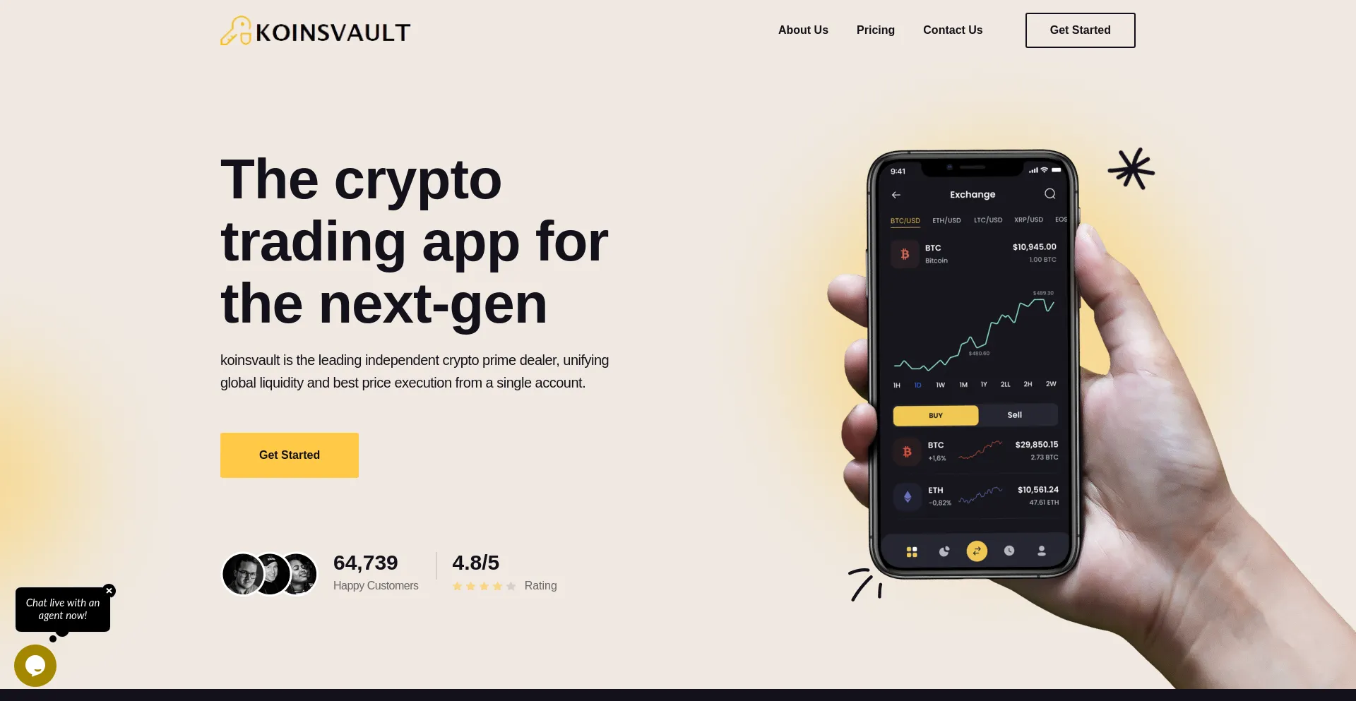 Website screenshot of Koinsvault.org