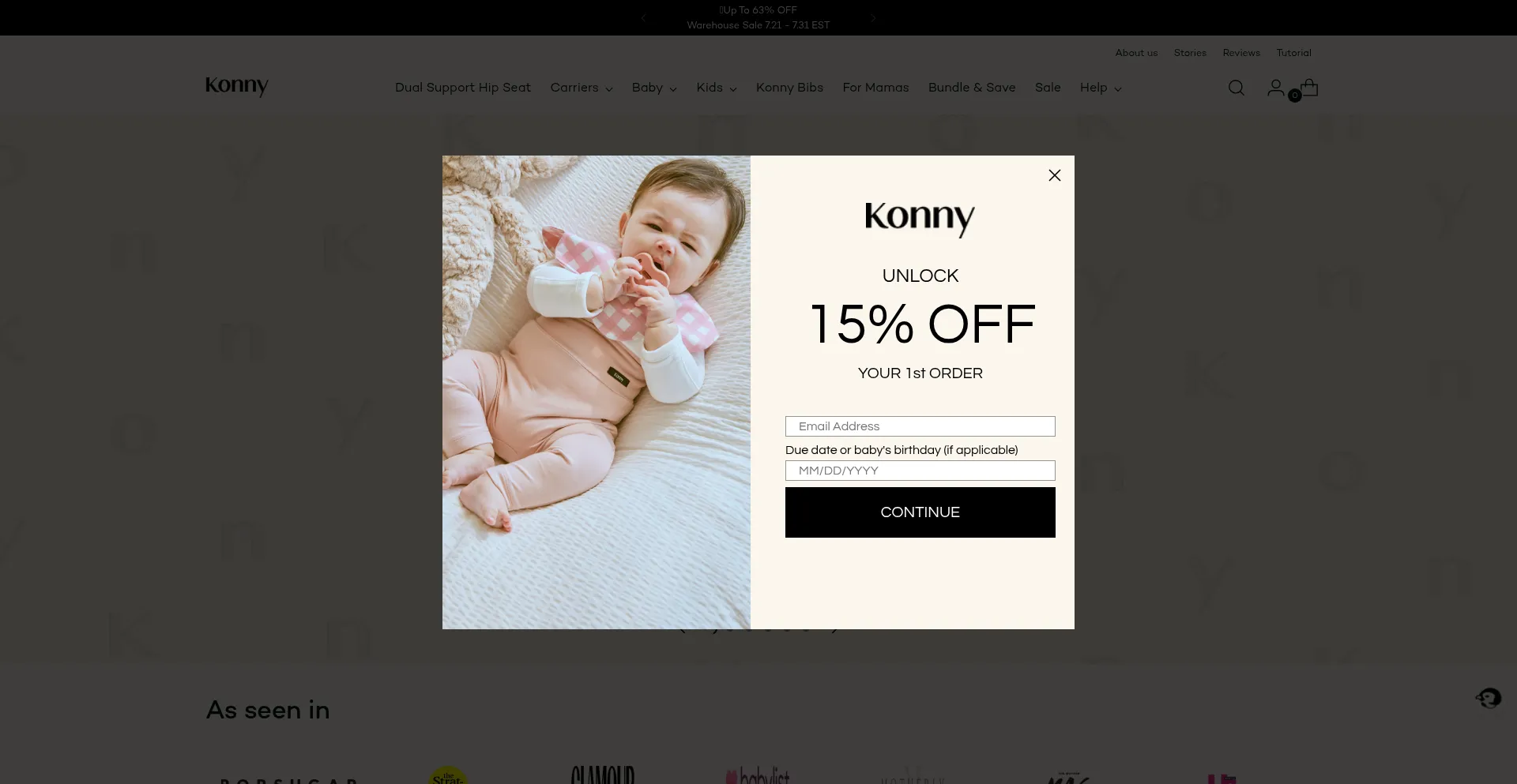 Website screenshot of Konnybaby.com
