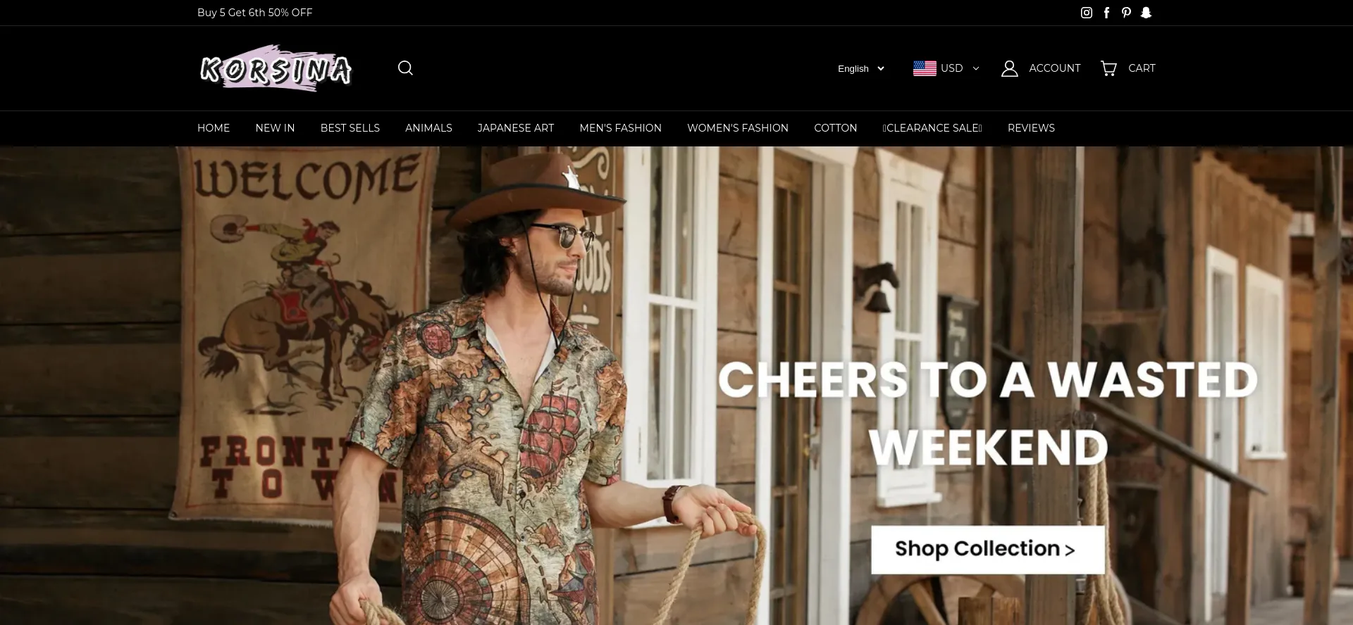 Website screenshot of Korsina.com
