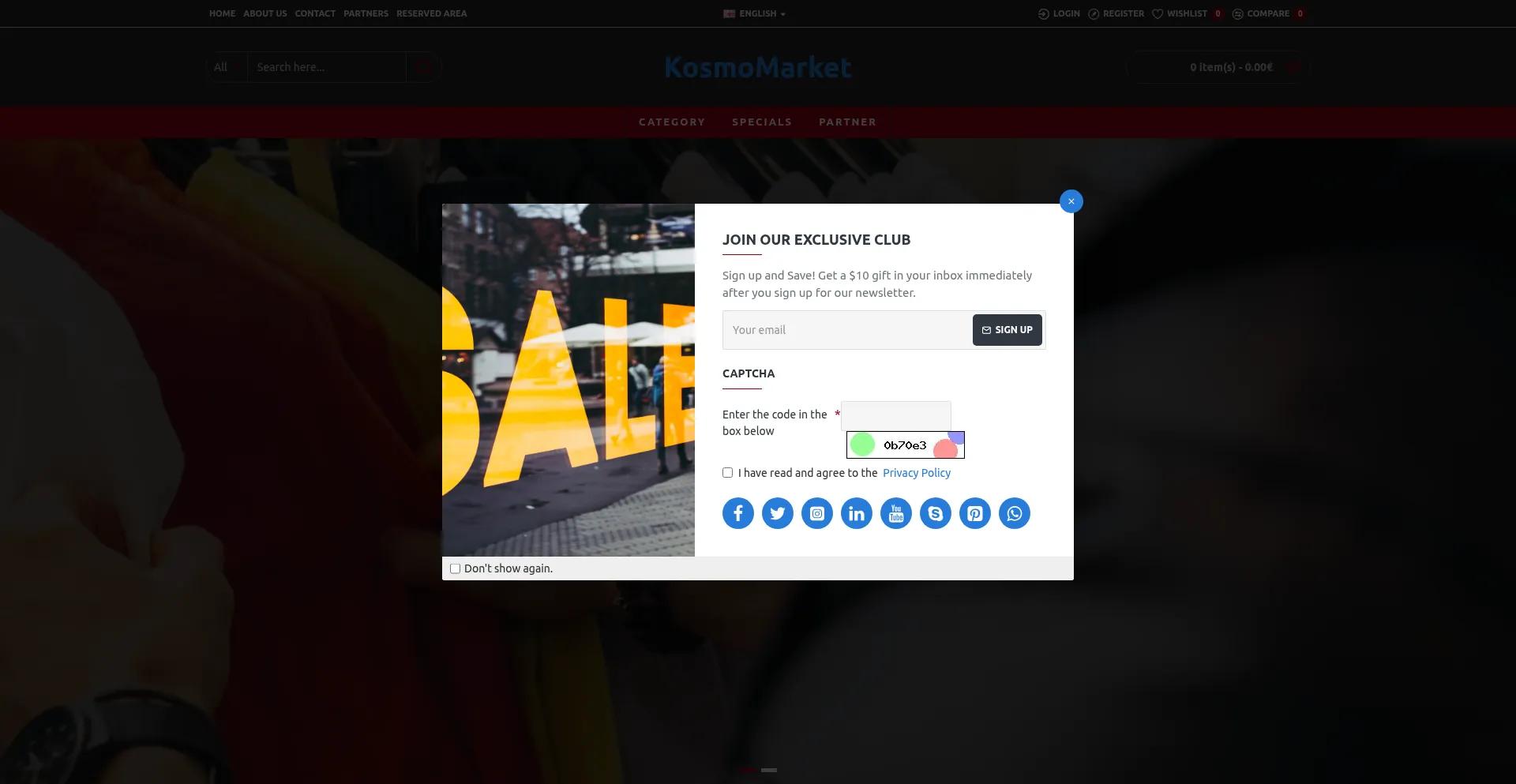 Website screenshot of Kosmomarket.it