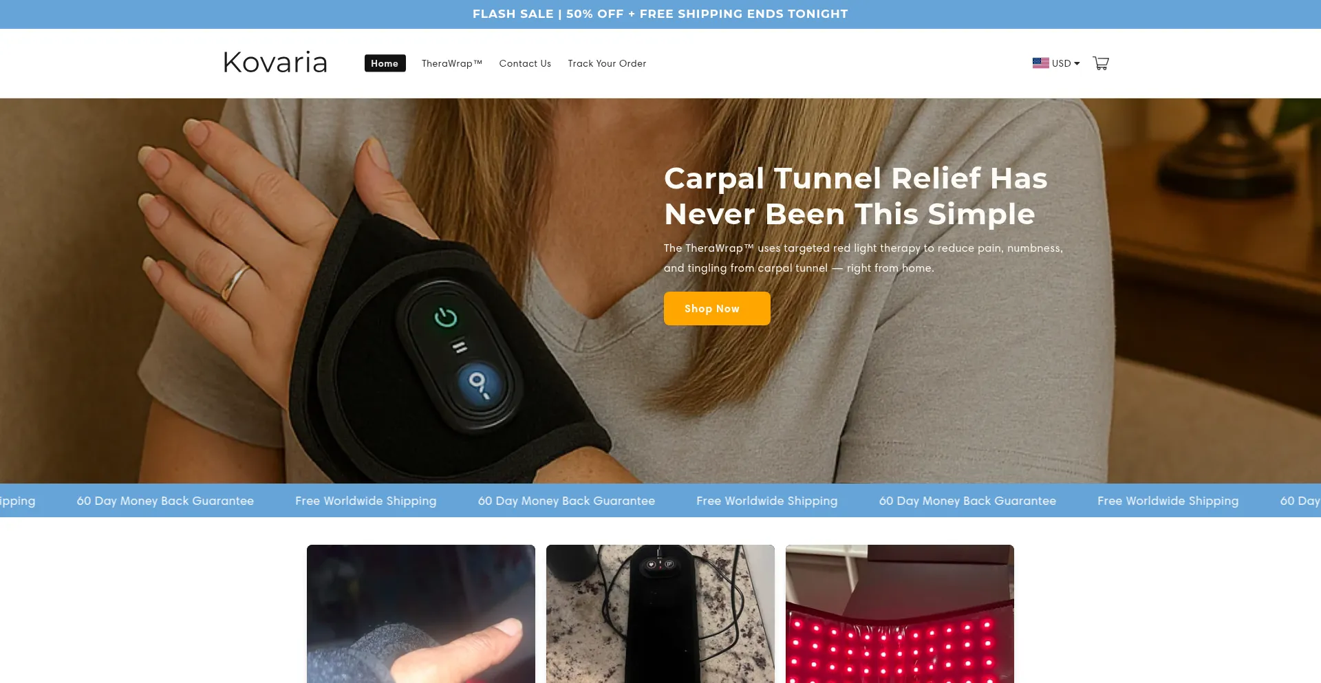 Website screenshot of Kovaria.com