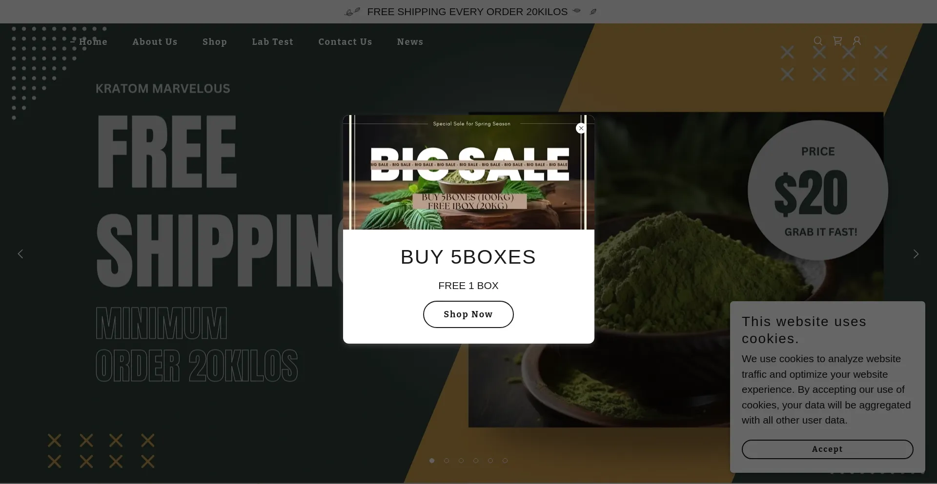 Website screenshot of Kratommarvelous.com