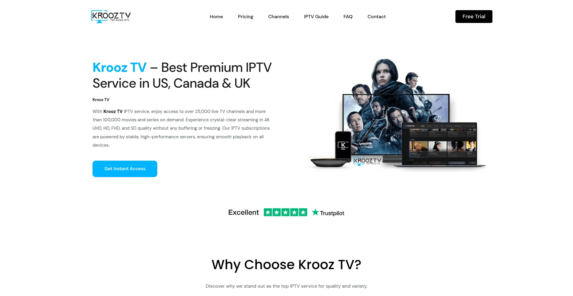 Website screenshot of Krooztv.one