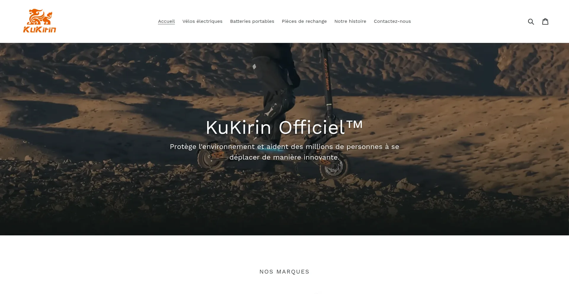 Website screenshot of Kukirin-officiel.com