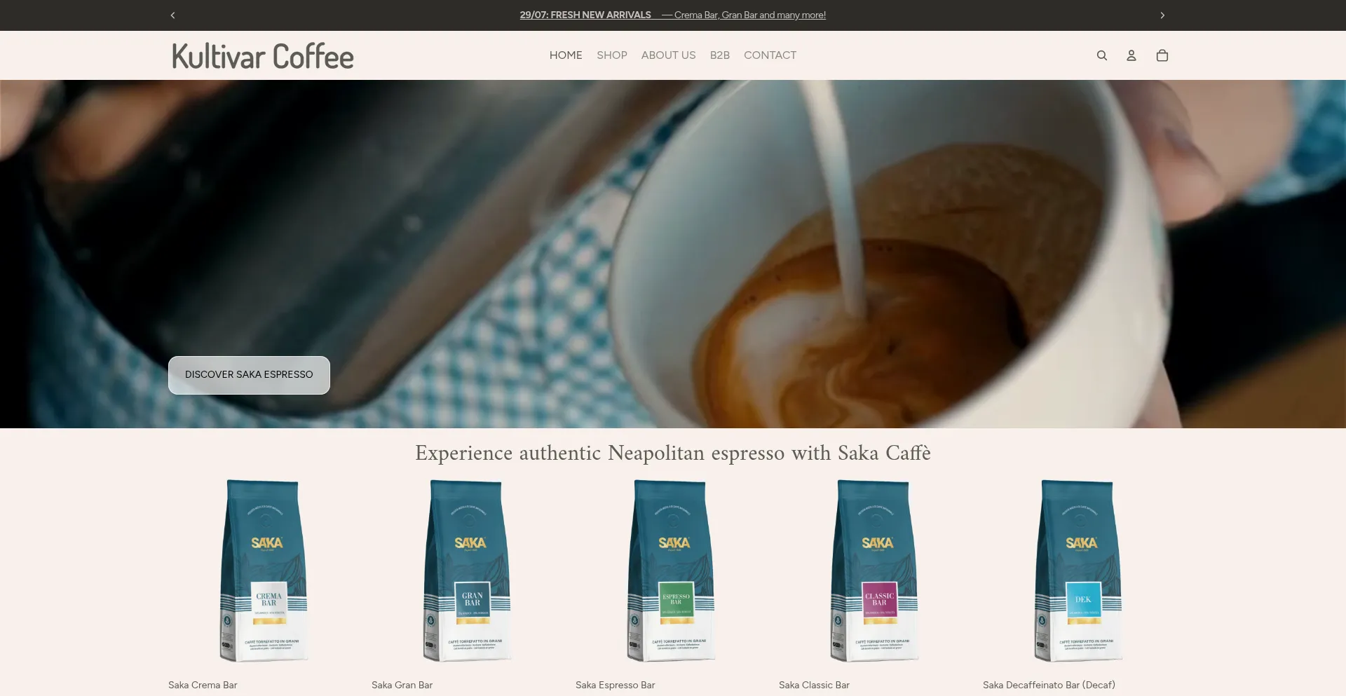 Website screenshot of Kultivarcoffee.com